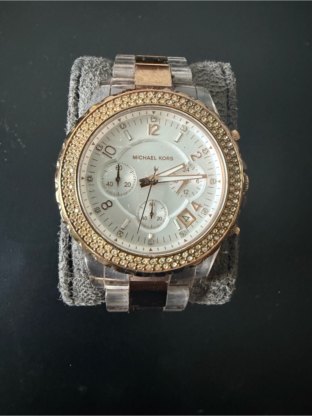 Michael Kors Gold and Silver Crystal-Accented Women's Chronograph Watch